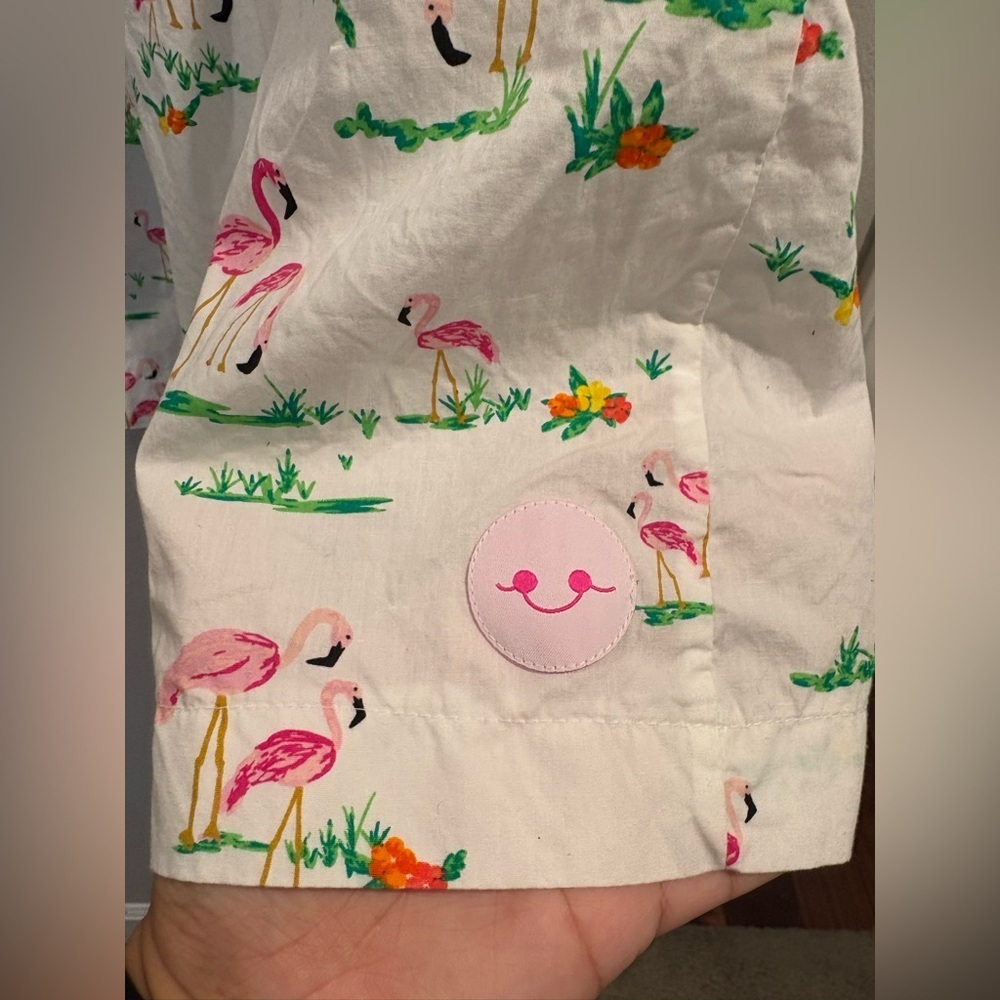 Smiling Button Flamingo Print Girls Dress Size 10 EUC Cotton Made in the USA - Picture 5 of 16